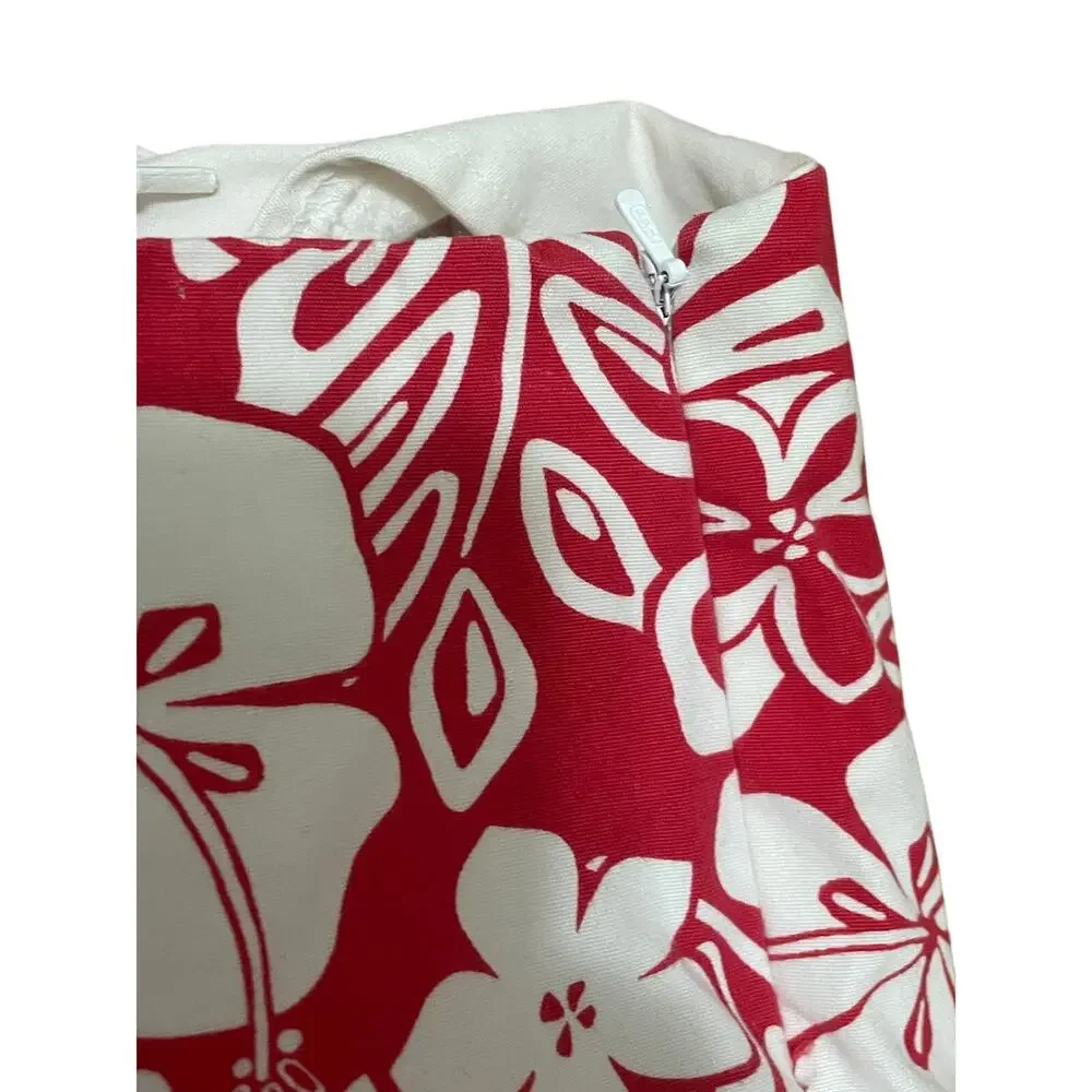 Vintage Y2K Kids 10 Pull On Red White Floral Hawaiian Print‎ Lightweight Pants